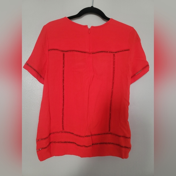 MICHAEL Michael Kors Bright Orange Short Sleeve 100% Rayon Blouse Size M - Picture 9 of 9